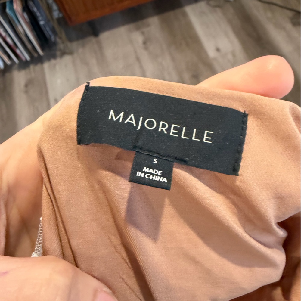 MAJORELLE Tan Fabric and White Dress. Size small - Picture 3 of 3